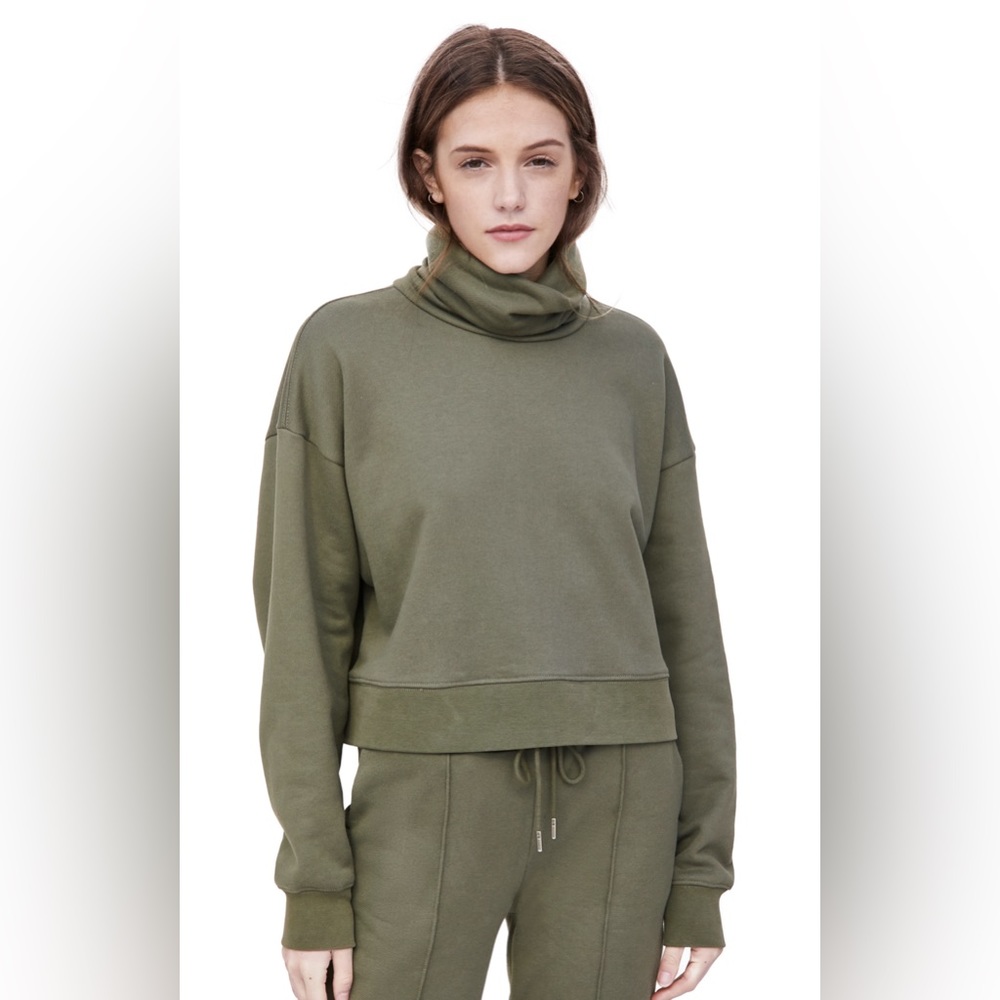 Ninety Percent olive green Funnel Neck Sweatdhirt SZ XS